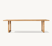 Table à manger rectangulaire d'extérieur moderne de haute qualité NAVARO, résistante aux intempéries, ensemble de salle à manger en teck massif pour jardin et hôtel
