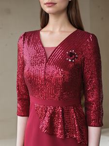 <span class=keywords><strong>Robe</strong></span> midi à paillettes taille S-7XL, <span class=keywords><strong>robe</strong></span> <span class=keywords><strong>fourreau</strong></span> élégante à manches 3/4 pour mariage, fête, banquet, soirée, mère <span class=keywords><strong>de</strong></span> <span class=keywords><strong>la</strong></span> mariée - Product Image 5