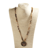Nouveau Collier pour Femme en Pierres Naturelles et Cristal, avec Pendentif en Pierre de Tigre de 6mm, Pic Jasper, Disco Bronze OX