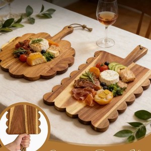 Planche à découper en bois d'acacia rectangulaire multifonctionnelle pour fromage, steak, fruits, portable, utilisation en extérieur - Product Image 4