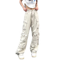 Pantalon cargo baggy tactique 5 poches de haute qualité pour femmes, style hip-hop, design plat devant, vente en gros pour filles