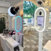  Cabina de Fotos DSLR para iPad de 10.2-13 Pulgadas, Espejo Ovalado de Metal, con Estuche de Transporte, para Alquiler en Bodas y Fiestas