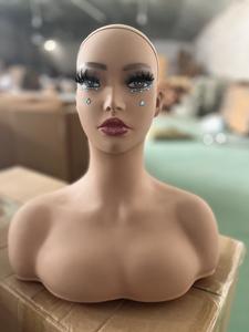 Tête de mannequin <span class=keywords><strong>pour</strong></span> perruque avec visage carré, tête de poupée en PVC <span class=keywords><strong>pour</strong></span> femme avec eye-liner blanc, tête de mannequin glamour <span class=keywords><strong>pour</strong></span> l'affichage de perruques - Product Image 5