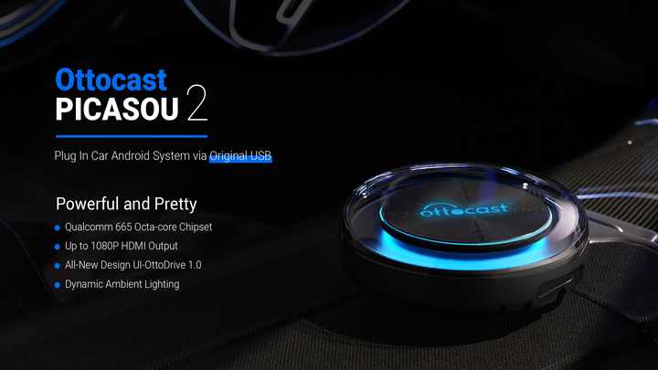Ottocast PICASOU 2 - Android Ai Box with 4G SIM & Carplay