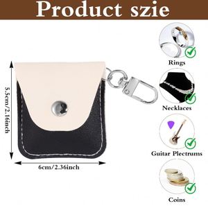 Wedding Ring Holder Keychain Small Travel Jewelry <b>Box</b> PU Leather Ring Pouch for Rings Earrings - Product Image 4
