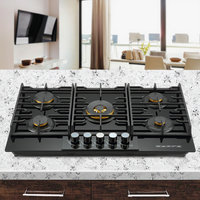 Appareils de cuisine CM-ZJH-G506 Table de cuisson à gaz à 5 brûleurs Allumage électronique Brûleur Batterie Alimentation Compatibilité Table de cuisson à gaz en métal