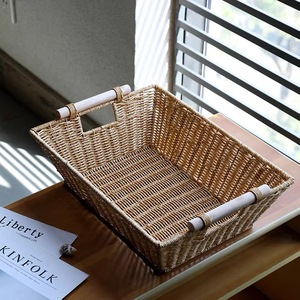 Bobai Factory <span class=keywords><strong>Panier</strong></span> <span class=keywords><strong>de</strong></span> rangement en rotin en plastique avec poignées en bois Boîte à serviettes <span class=keywords><strong>Panier</strong></span> à <span class=keywords><strong>fruits</strong></span> Plateau <span class=keywords><strong>de</strong></span> rangement pour maquillage avec <span class=keywords><strong>livraison</strong></span> rapide - Product Image 5