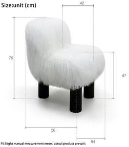 Fauteuil de salon nordique en tissu bouclé, design de luxe léger, chaise de salle à manger, fauteuil simple en laine pour chambre à coucher - Product Image 6