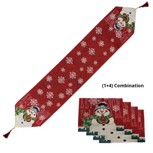 <span class=keywords><strong>Natale</strong></span> stampa a strisce di <span class=keywords><strong>cotone</strong></span> lino stile nordico pupazzo di neve tavolo Runner <span class=keywords><strong>tovaglia</strong></span> per pranzo tavoli da caffè decorazione tessuto - Product Image 5