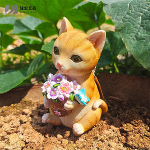 Patung Taman Tenaga Surya Resin Kucing dan Anjing Lucu Figur Anime Lampu untuk Dekorasi Luar Ruangan - Product Image 2