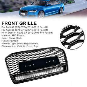 <span class=keywords><strong>Prix</strong></span> usine voiture A6 C7 grille de pare-chocs <span class=keywords><strong>avant</strong></span> mise à niveau <span class=keywords><strong>RS6</strong></span> Style nid d'abeille noir brillant gril pour <span class=keywords><strong>Audi</strong></span> A6 S6 C7.5 2016 2017 2018 - Product Image 3