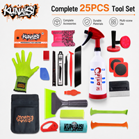 Kit d'installation de film teinté pour vitres KUNAISI 25 pièces multi-matériaux avec raclette, flacon pulvérisateur, gants et coupe-film