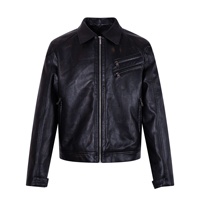 Veste en cuir PU rétro pour homme, style urbain, avec fermeture éclair, coupe ample, col à revers, motif cœur, décontractée, vintage, pour l'extérieur, style hip-hop