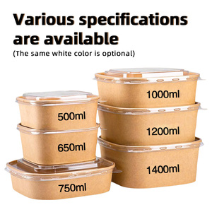 Factory Supply Umwelt freundliches Kraft papier Einweg karton Sushi-Salat in Lebensmittel qualität Heiße Suppe Lieferung Papp teller Schalen - Product Image 2