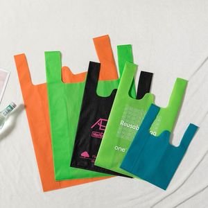 Sac réutilisable en non-tissé recyclable avec poignée sérigraphiée pour supermarché - Product Image 1
