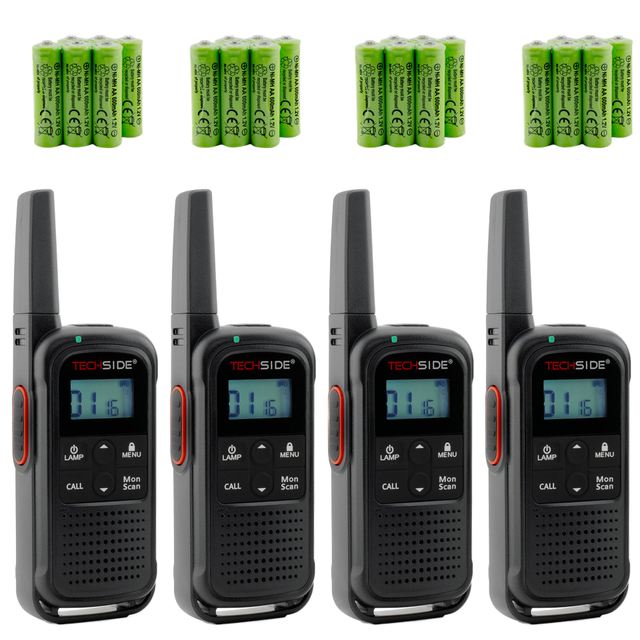 TechSide TS-T3B+4 PMR446 Radio 16 Channels 10km Range USB-C Rechargeable Battery Made in China