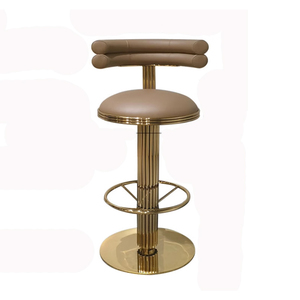 Taburetes altos de barra giratorios modernos, sillas para mesa de comedor de cocina, silla de altura de mostrador de lujo, taburete de barra giratorio de Metal con respaldo - Product Image 1
