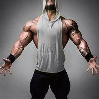 Erkekler vücut geliştirme spor salonu Hoodie spor Fitness kas Tank Top egzersiz için
