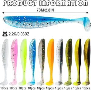 Leurres souples à queue de pagaie de 5,5 cm, 7 cm, 9 cm, 12 cm, leurres souples à queue en T pour la pêche en eau salée et en eau douce, appâts bioniques pour poissons - Product Image 4