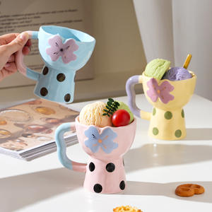 Taza de Cerámica para Postre de Helado con Diseño de Flor, Linda Taza de Porcelana Ecológica de 350 ml, Taza para el Hogar de Alta Apariencia - Product Image 6