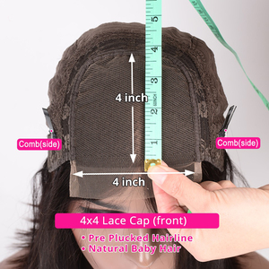 วิกผมสั้นบ๊อบ4x4ลูกไม้100% ผมมนุษย์บราซิลสีใสส่วนตรงกลางด้านขวา - Product Image 5