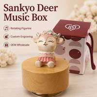 Carrousel musical en bois rotatif avec animaux, mouvement Sankyo 18 notes, mécanisme à remontoir, cadeau souvenir personnalisé moderne pour Noël