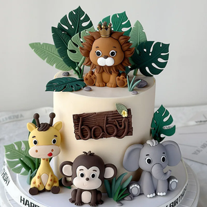 Bosque animales pastel Toppers niños 1er cumpleaños fiesta pastel decoración Safari León elefante <span class=keywords><strong>mono</strong></span> jirafa Baby Shower regalo - Product Image 2