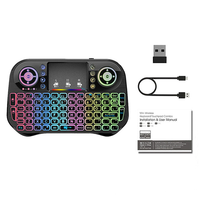 I10 Mini Keyboard 2.4G Wireless Touchpad with 7 Colors Backlight air Remote 2.4G Keyboard