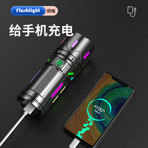 ไฟฉายเลเซอร์สีขาว LED แบบชาร์จไฟได้ ซูมได้ อลูมิเนียมอัลลอยด์สำหรับใช้งานกลางแจ้ง กำลังสูง แสงสว่างจ้า - Product Image 4