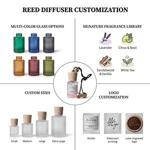 Handmade French Style <b>Car</b> Aromatherapy Glass <b>Bottle</b> For Aesthetic Gifting Bulk Custom Logo With Wooden Cap Box Set Jar Case - Product Image 2