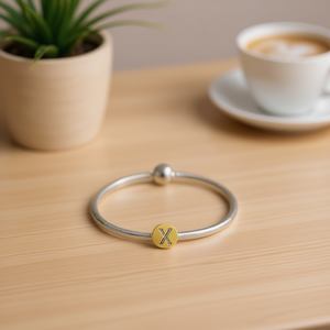 Pulsera de Acero Inoxidable con Colgante de Letra X de 1 cm, Joyería Fina Minimalista, Unisex, para Uso Diario - Product Image 3