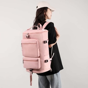 Unisex Nylon Backpack <b>Large</b> Capacity Waterproof Zipper Closure Adjustable Strap Outdoor Use - Product Image 1