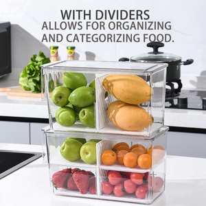 热销可叠放大容量塑料冰箱食品级储物盒带手柄食品储存容器 - Product Image 3