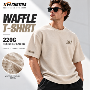 220G 100% Cotton <b>Waffle</b> T-<b>Shirt</b> Men Oversized Custom Logo Breathable Raglan Sleeve Casual T-<b>Shirts</b> Wholesale - Product Image 1