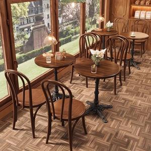 Ensemble de meubles de restauration rétro petite table ronde chaise à dossier en osier table basse de loisirs table à manger chaises de <span class=keywords><strong>restaurant</strong></span> tables - Product Image 1
