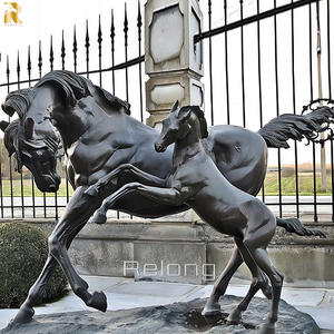 RELONG Vente Flash Grande Statue de Cheval en Bronze, Sculpture de Pommelle avec <span class=keywords><strong>Poulain</strong></span>, Personnalisable pour l'Extérieur - Product Image 3