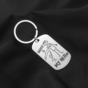 Cadeau de la fête des pères à la mode, porte-clés en acier inoxydable gravé au laser, DADDY IS MY HERO, <span class=keywords><strong>papa</strong></span> - Product Image 6