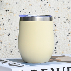 12oz Leak Proof Wine Tumbler Double Wall Vacuum <b>Insulated</b> Stainless Steel Egg <b>Cup</b> for Picnic Outdoor - Product Image 1