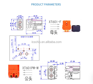 Connecteur de batterie XT60 orange mâle-femelle 30A 500V 4P en cuivre avec broche de signal XT60I-F XT60IPW-M pour câble d'alimentation de drone - Product Image 6