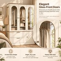 Armoire avec miroir et éclairage à capteur, portes modernes en MDF écologique, 2 tiroirs, tringles de suspension, 4 étagères réglables, pour la maison