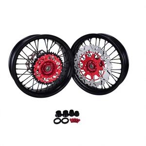 Juego de Ruedas Supermoto de 17 Pulgadas para Honda CRF450 <span class=keywords><strong>2021</strong></span>, Buje de Aluminio CNC de Alto Rendimiento y Llantas de Carreras con Radios Negros en Stock - Product Image 3