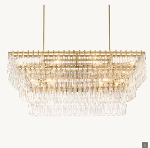 Lustre rectangulaire à étages Marignan en cristal CO, design moderne et luxueux, idéal pour salle à manger, un best-seller - Product Image 1