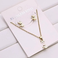 Conjunto de Collar y Pendientes Unisex de Lujo Ligero y Exquisito, Chapado Electrolítico, Cadena Delgada con Letra Yanglinshu, Acero Inoxidable