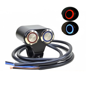 Interrupteur étanche pour moto et scooter Skyearth, 22 mm, acier inoxydable, lumière rouge et bleue, universel pour le contrôle des phares et des feux antibrouillard - Product Image 1