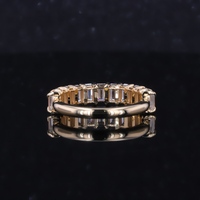 Anillo de Eternidad con Diamantes Sueltos de Corte Esmeralda de 2.5*4mm, 10k, 14k, 18k, Diamantes Cultivados en Laboratorio, Oro, Anillo de Compromiso y Boda