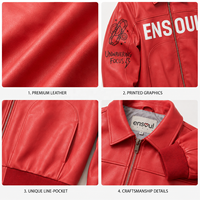 Fabricants de vestes bomber pour hommes en cuir PU, personnalisées OEM/ODM, de style streetwear, avec imprimé graphique, col à revers et fermeture éclair, manchette côtelée