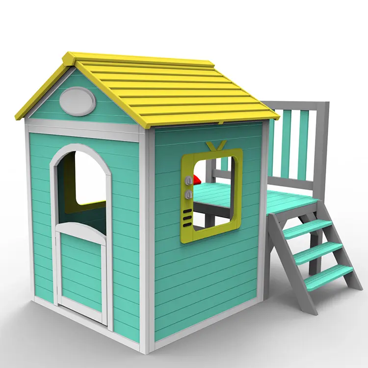 Log Cabin House Small Wood Garden Outdoor Children Kids Playhouses Kids Wooden PlayhouseとPlastic Slide Custom