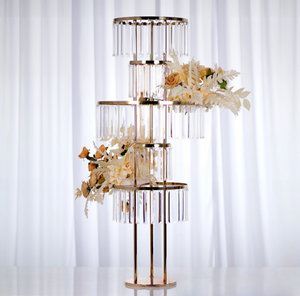 XWLC Royal Diamond Luxueux Support à Fleurs en Métal Doré <span class=keywords><strong>et</strong></span> Acrylique en Forme de Grande Roue, Centre de <span class=keywords><strong>Table</strong></span> pour Mariage <span class=keywords><strong>et</strong></span> Anniversaire, Décoration de Gâteau Facile - Product Image 5