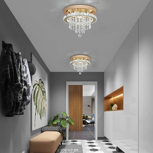 Fransız Hafif Lüks Yeni CrossxBorder Amerikan Tarzı Led Koridor Kristal Tavan Girişi Yuvarlak Altın Paslanmaz Çelik - Product Image 3