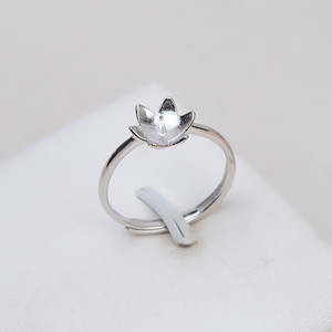S925 Silver Simplified <b>Lotus</b> Open End Ring DIY Pearl <b>Jewelry</b> Accessories 7-9 Pearl Ring with Empty Stand Loose Pearls 199 - Product Image 4